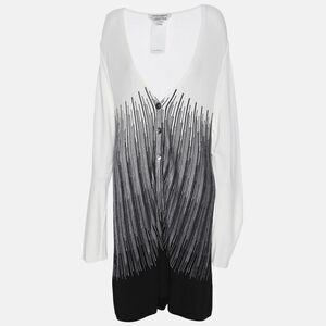 Marina Rinaldi Cream/black Stretch Knit Cardigan L